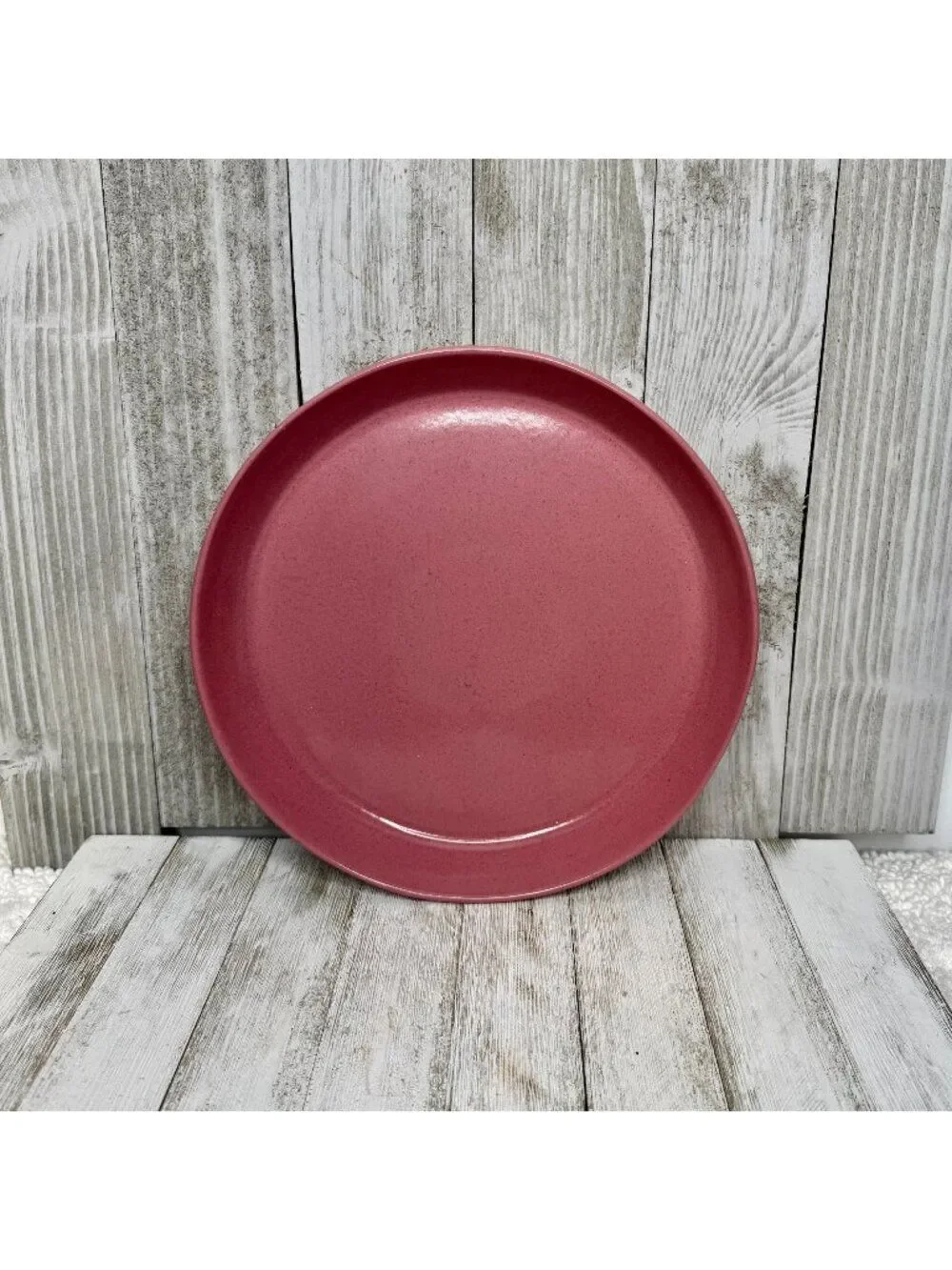 Vintage Frankoma Pottery Pie Serving Plate Dusty Rose Glaze